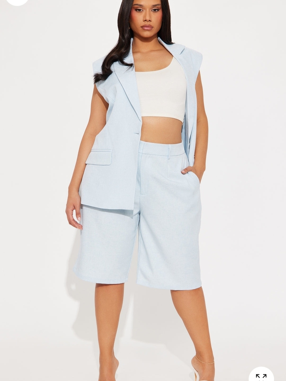 Fashion Nova Pale Blue Tailored Bermuda Shorts